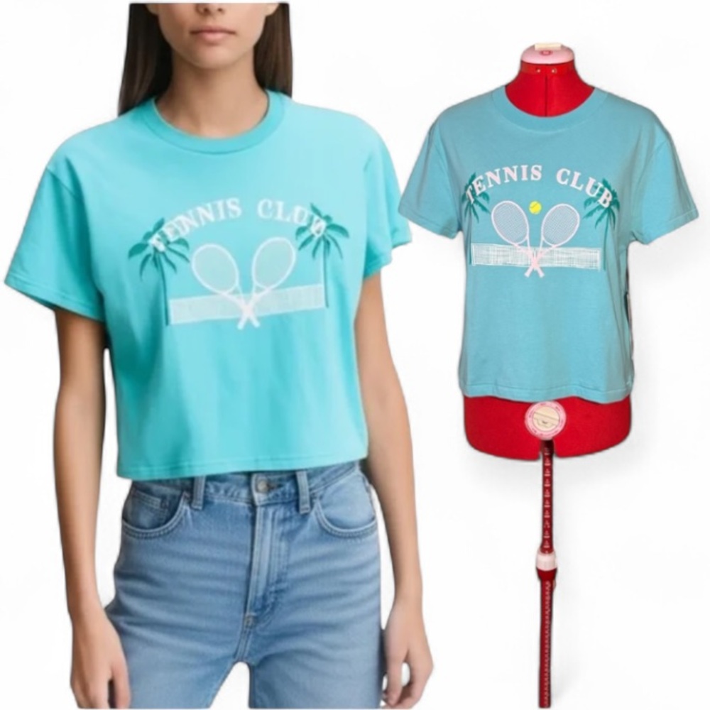 Wildfox Blue Turquoise Tennis Club Jamie T-shirt Size Small